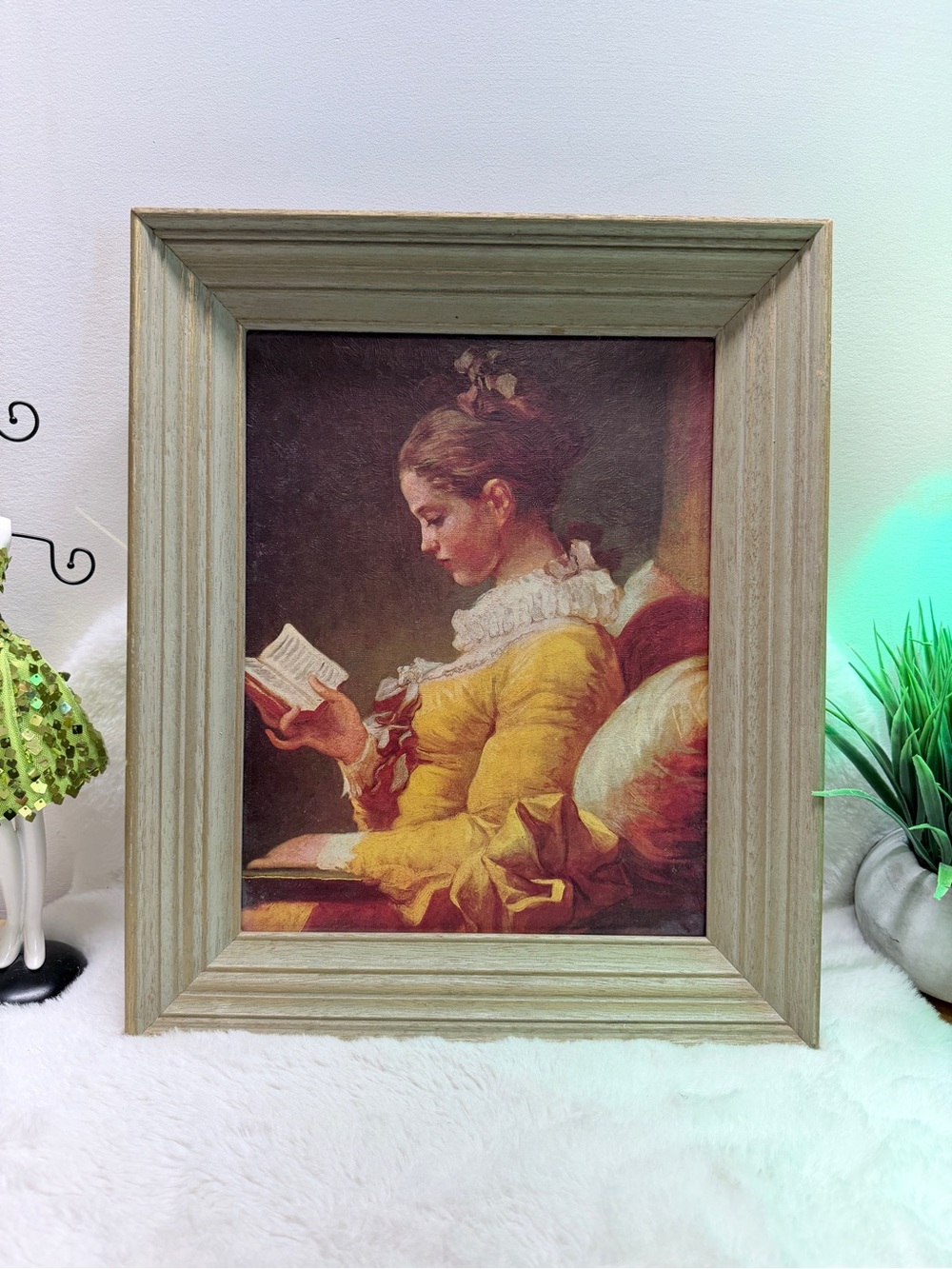 11”x14” Framed Vintage Portrait Print Of Woman In Yellow Dress w/ Wood Frame 🖼️